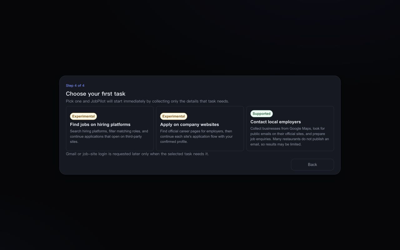 The actual JobPilot 2 workflow dashboard